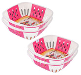 Heart Home Large Multi-Purpose Plastic Storage Baskets for Fruits Vegetables and Kitchen Fridge Dining Table- Pack of 4 (Pink)-HS42KUBMART25364